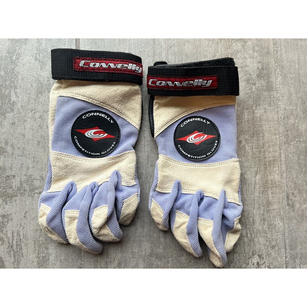 Connelly Competition Tournament Water Ski Gloves White Purple Small S EUC